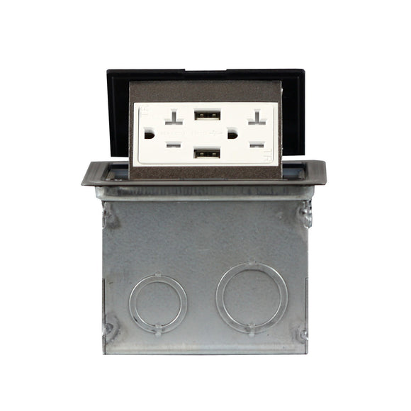 Enerlites Soft Pop-Up Floor Box 4.0A USB Charger & 20A Decorator Tamper-Weather Resistant Receptacle