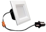 4" LED 9 Watt, 9W Downlight 600 Lumens (Baffle) Modern Square LED Warm White 3000K Dimmable