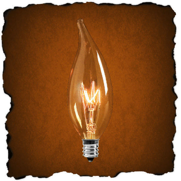 Vintage - Edison Flame Tip Bulb - 15 Watt - Light Gold - Filament - Candelabra Base - Lumin L1892