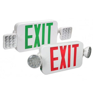 Orbit - Micro LED Emergency Light/Exit Combo Unit with Battery Back-Up - White Housing Color - Red/Green Exit