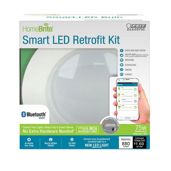 Feit HomeBrite 5/6 in .LED Retrofit Kit - 75W Equ- 3000K -Dimmable - Bluetooth Smart